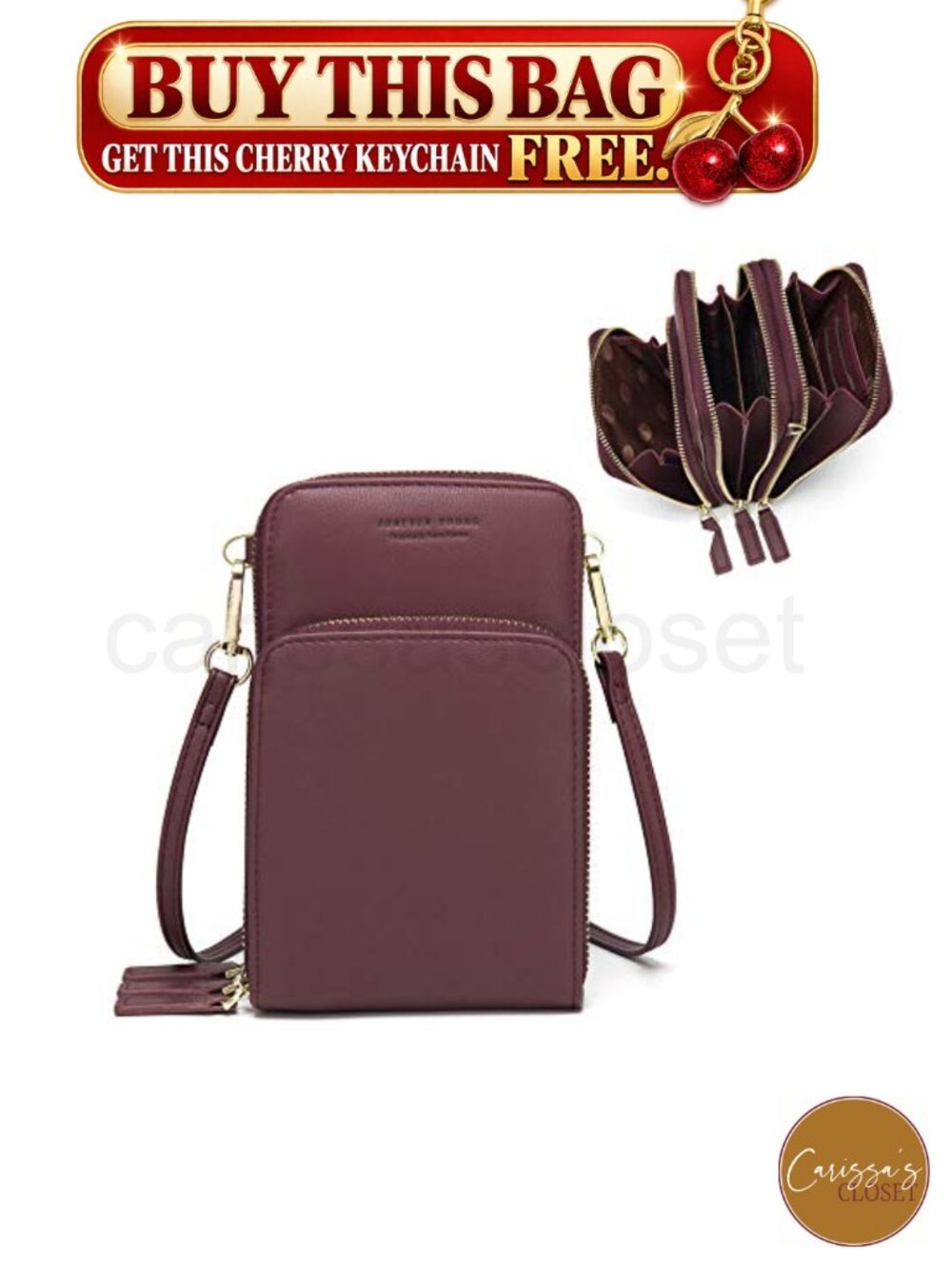 ✨ Crossbody Phone Purse Small Multi-Pocket Bag 6 Card Slots Synthetic Leather